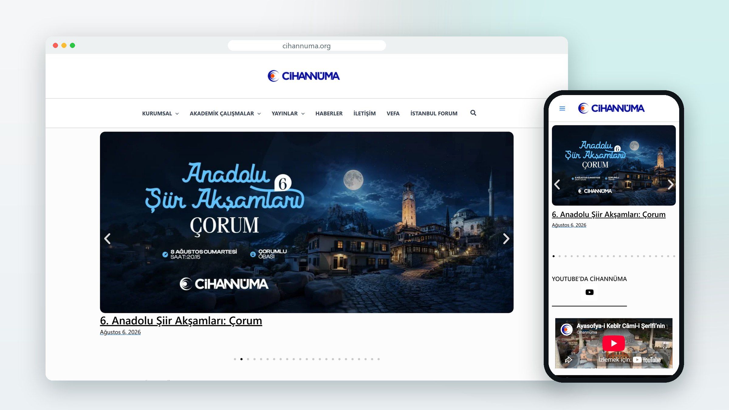 Cihannüma Derneği web sitesinin görünümü