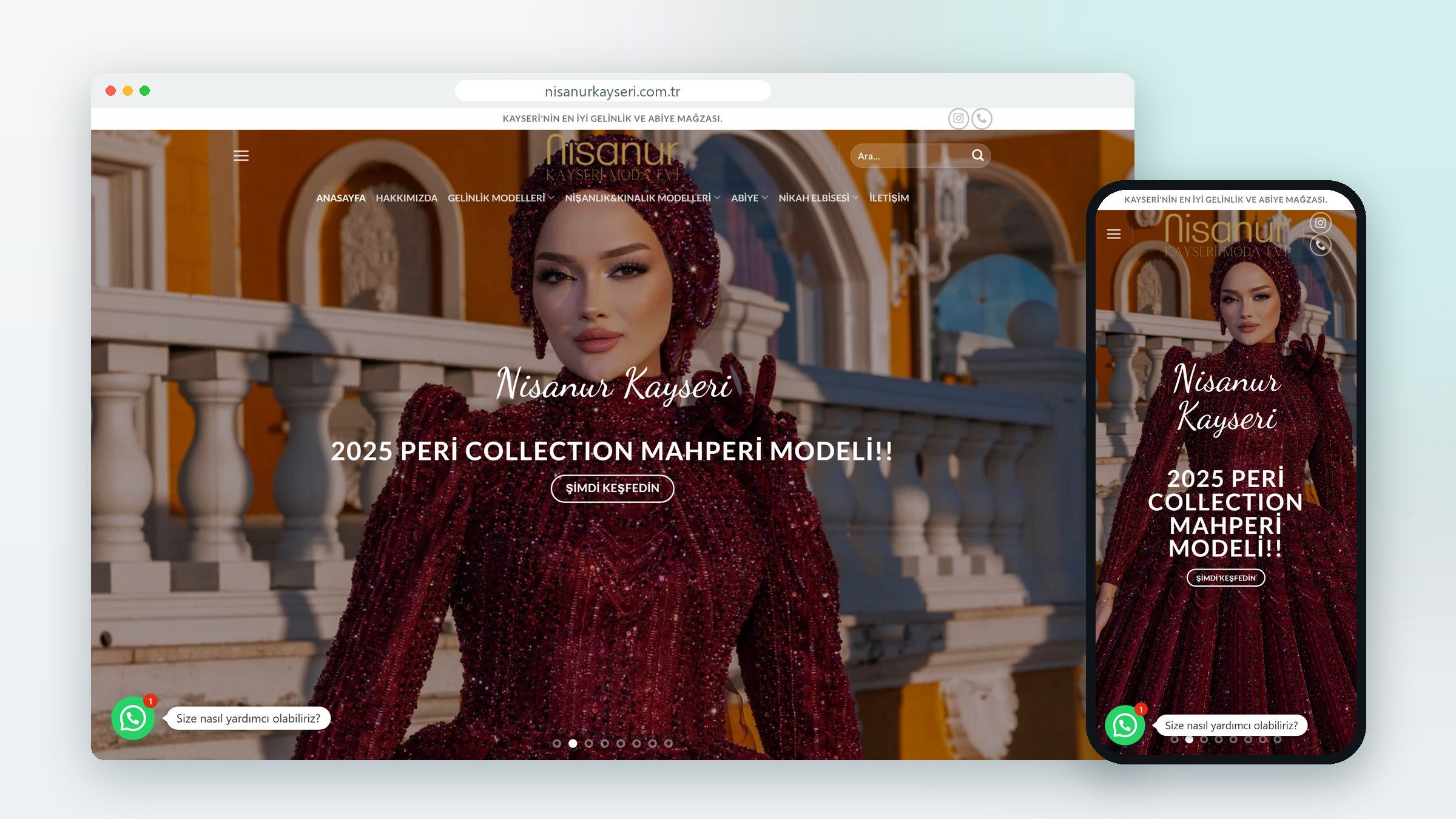 Nisanur Kayseri web sitesinin görünümü