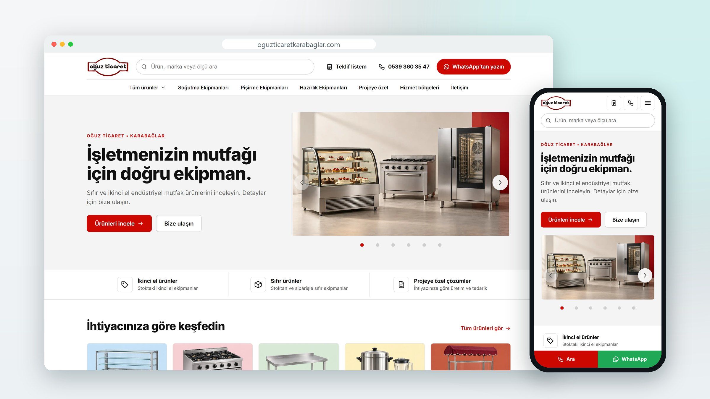 Oğuz Ticaret Karabağlar web sitesinin görünümü